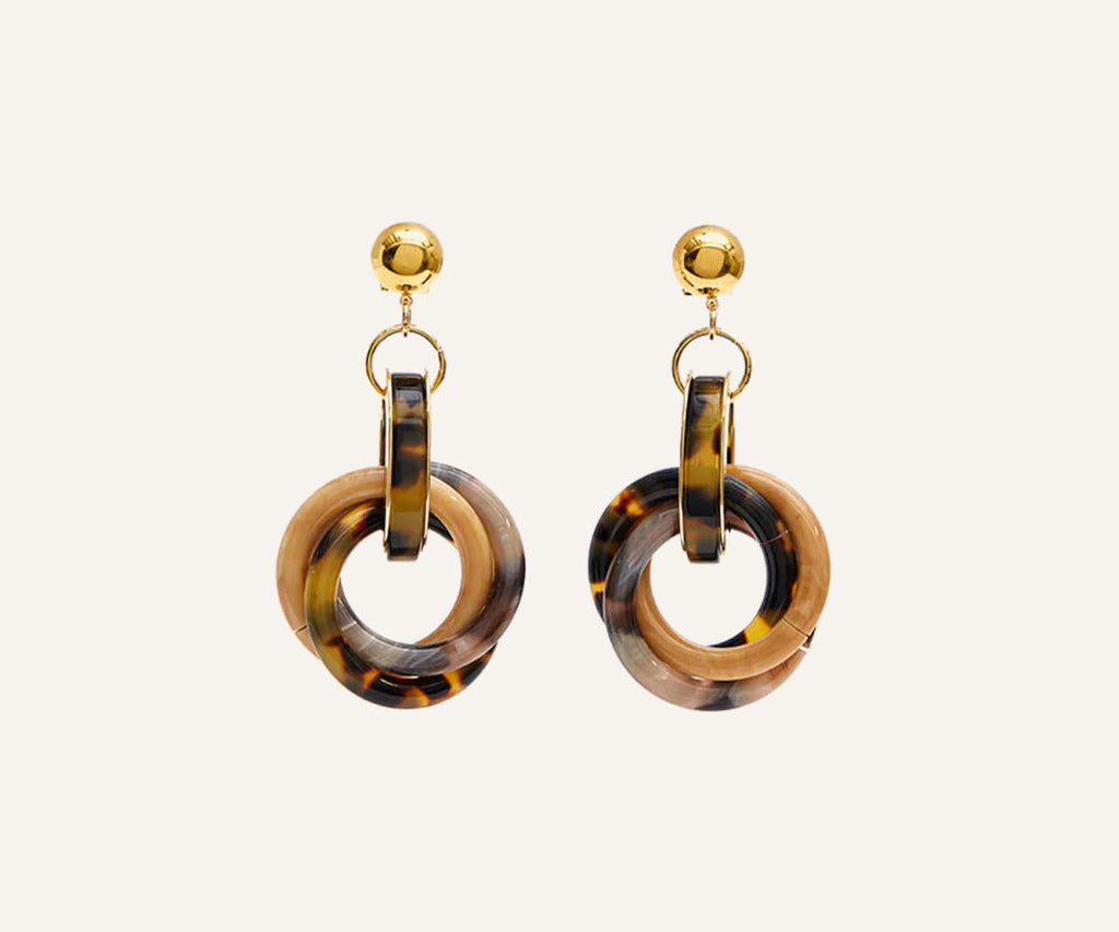 Faux Tortoise Tangle Drop Earrings